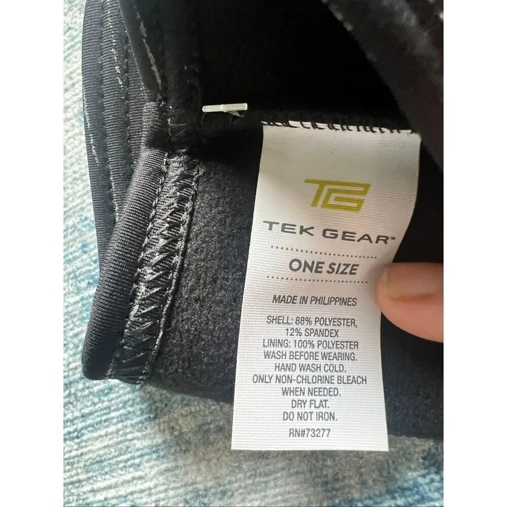 New! Tek Gear Warm Tek Black Gray Wind Resistant Knit Headband One Size